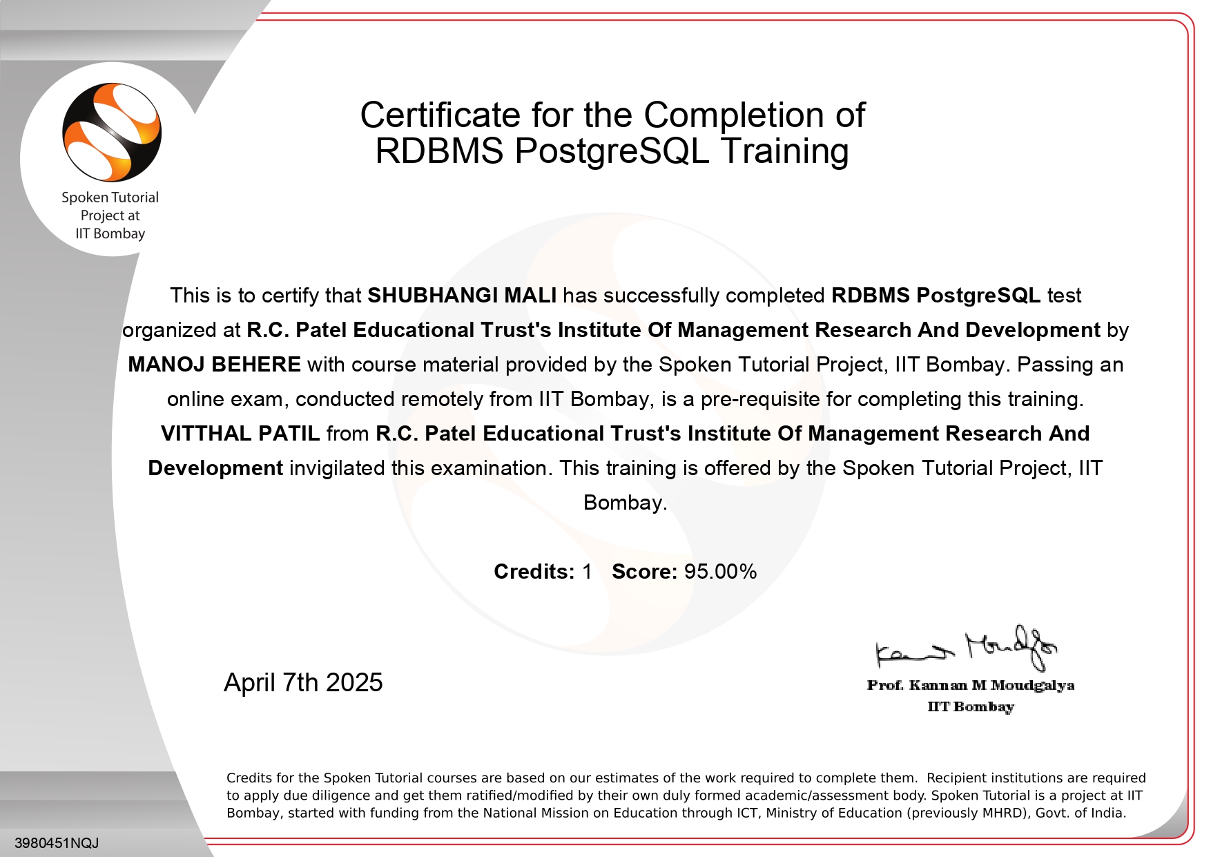 RDBMS - Spoken Tutorial